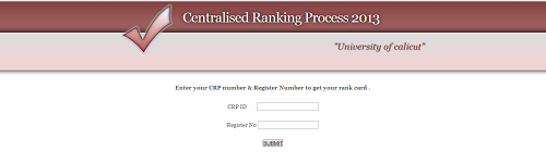 Calicut university Centralized ranking process (CRP) 2013 allotment result published