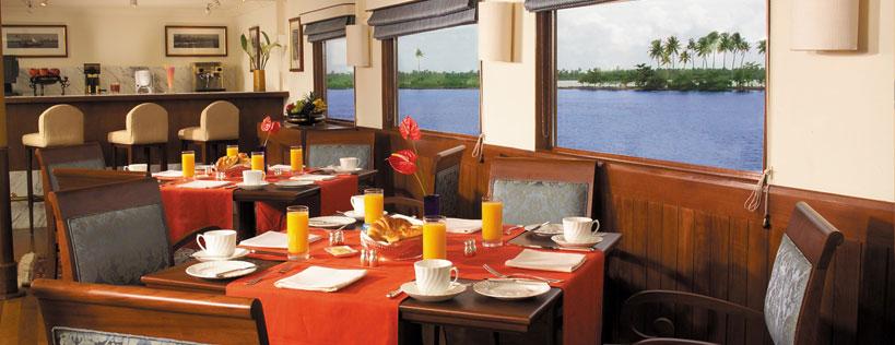 Dining facilities at MV Vrinda of Oberoi Group