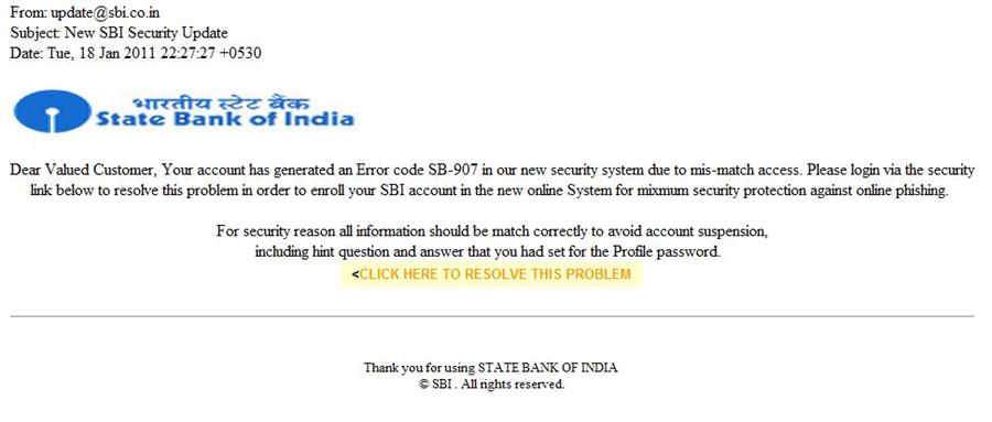 SBI Account Holders, Beware of Phishing Emails!