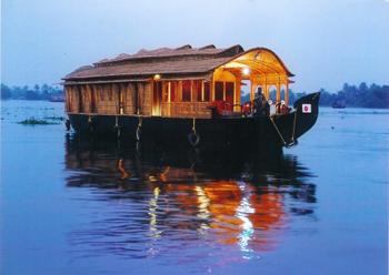 Houseboats at night