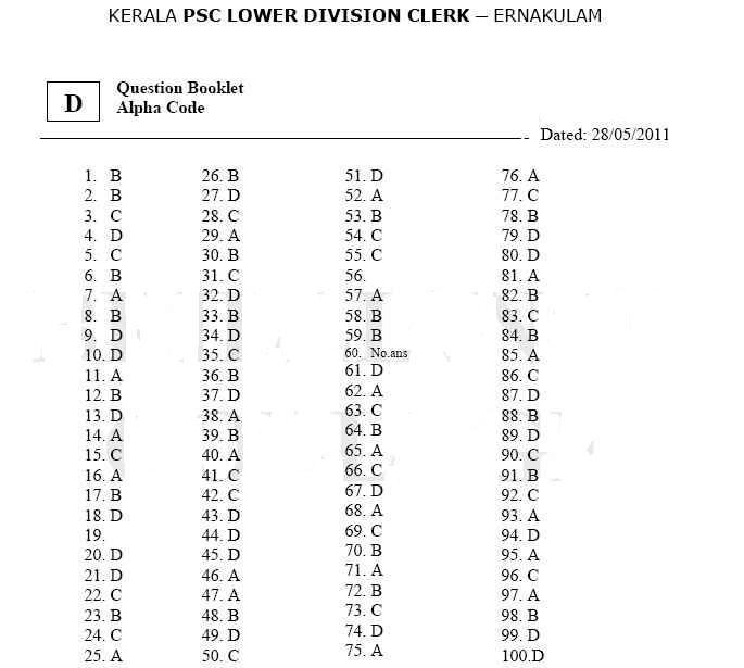 LDC Ekm answer key