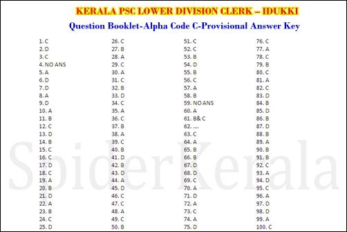 LDC Idukki Answer Key