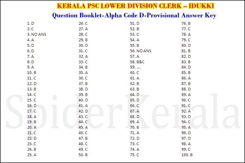 LDC Idukki Answer Key