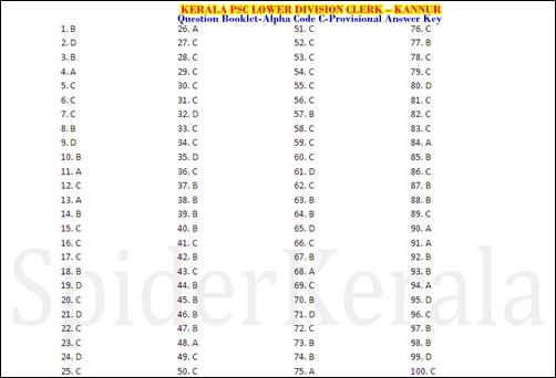 LDC Kannur Answer Key